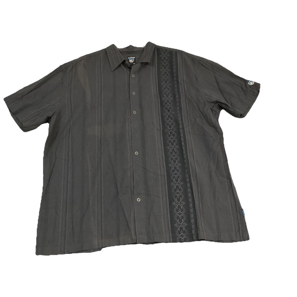 Kuhl Short Sleeve Shirt in Black Western Print Hiking Travel Gorpcore Sz XXL